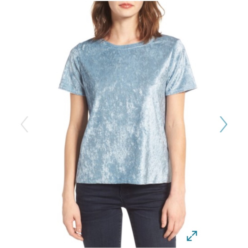 NWT Ice blue velvet tee